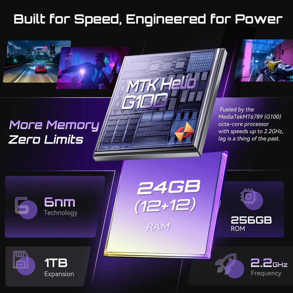 Smartphone Android Cubot P90, G100 Octa-core, 2.2GHz, altavoces duales, 24GB+256GB, pantalla de 6.88" a 120Hz, 64MP, 5100mAh, NFC, teléfono 4G