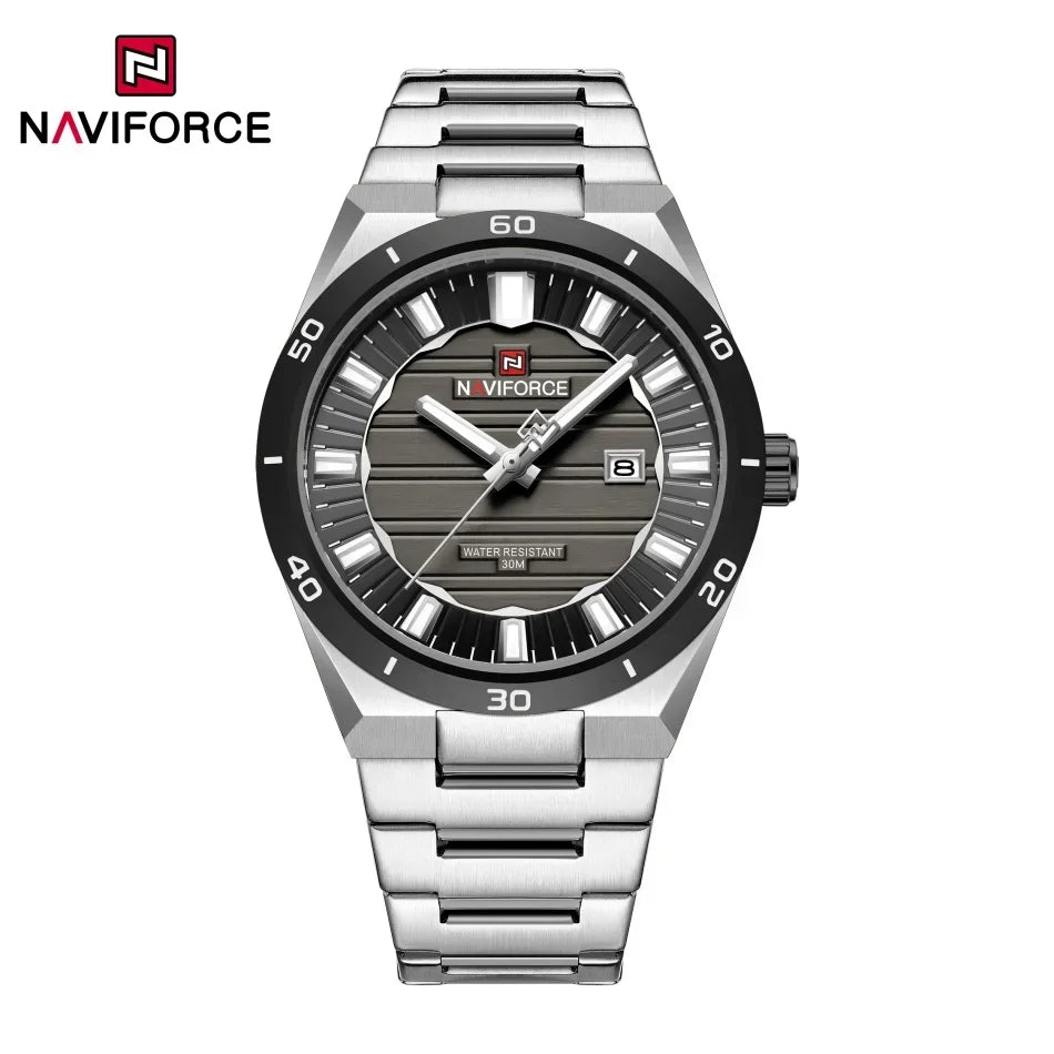 Reloj de cuarzo para hombre NAVIFORCE, original, resistente al agua, reloj de pulsera para hombre, correa de acero, cuarzo, visualización de fecha, luminoso, reloj de moda para hombre