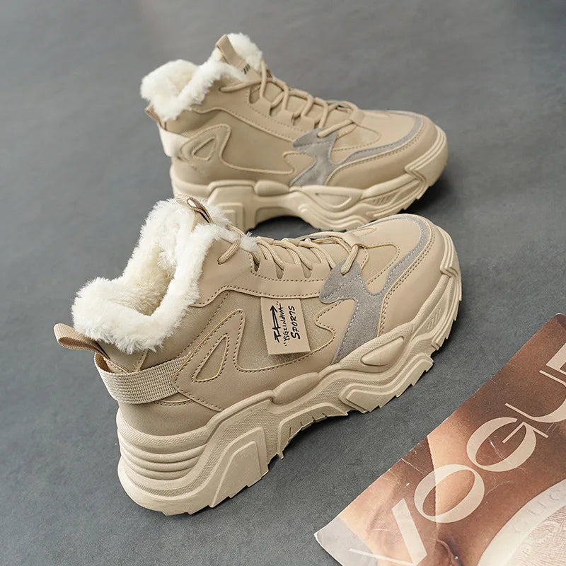 Nuevas Botas de Nieve de Invierno para Mujer, Botas Altas con Forro de Peluche Cálido, Zapatillas Cómodas e Impermeables, Calzado Femenino de Moda 2026