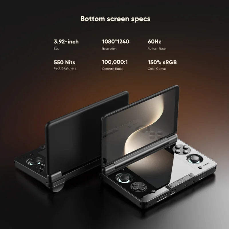 Consola de videojuegos portátil AYN Thor tipo concha, pantalla OLED dual, Snapdragon 8 Gen2, Android, consola de juegos retro portátil plegable con refrigeración activa