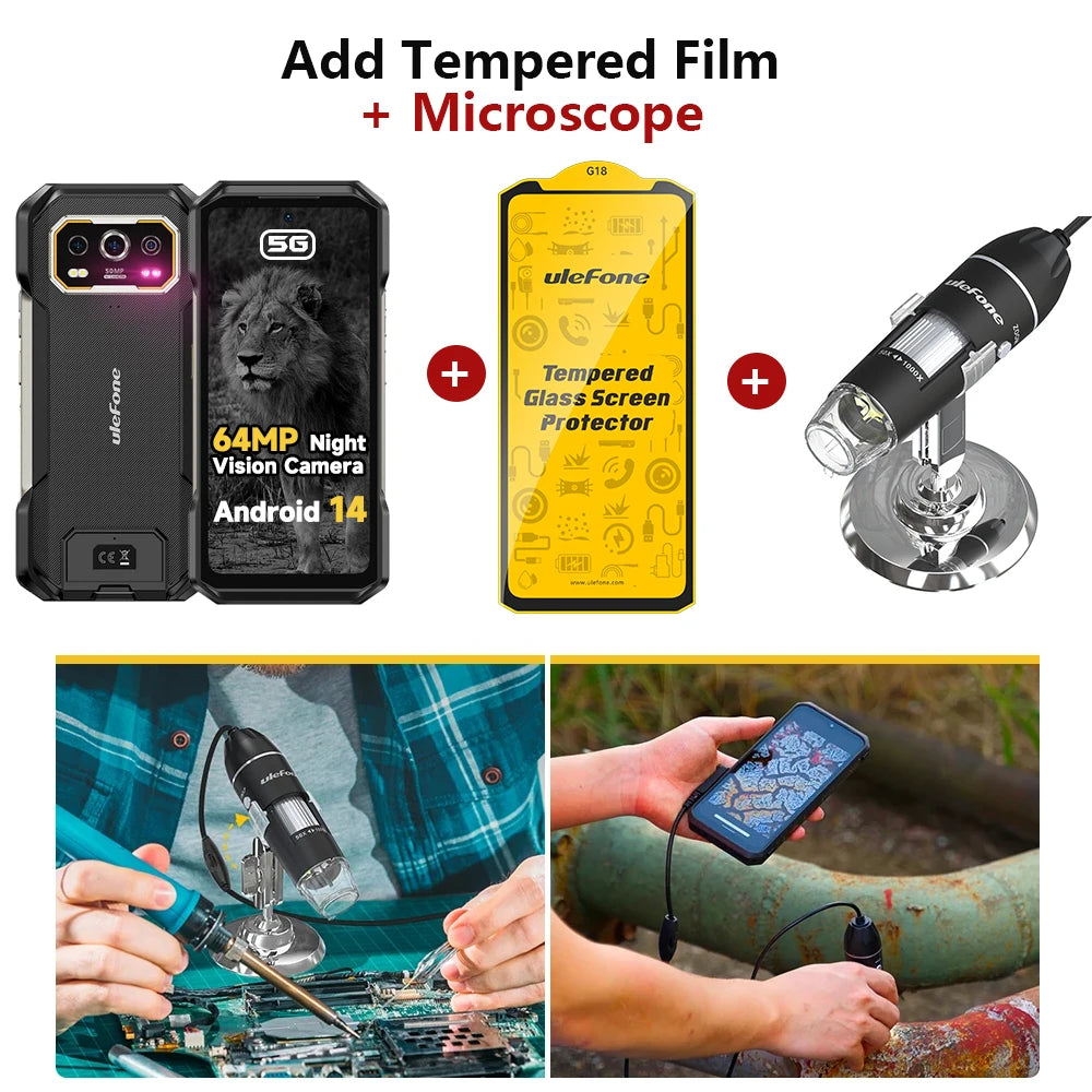 Teléfono resistente Ulefone Armor 27 Pro 5G, smartphone de 10600mAh, Android 14, cámara de visión nocturna de 50MP+64MP, hasta 24GB+256GB, NFC