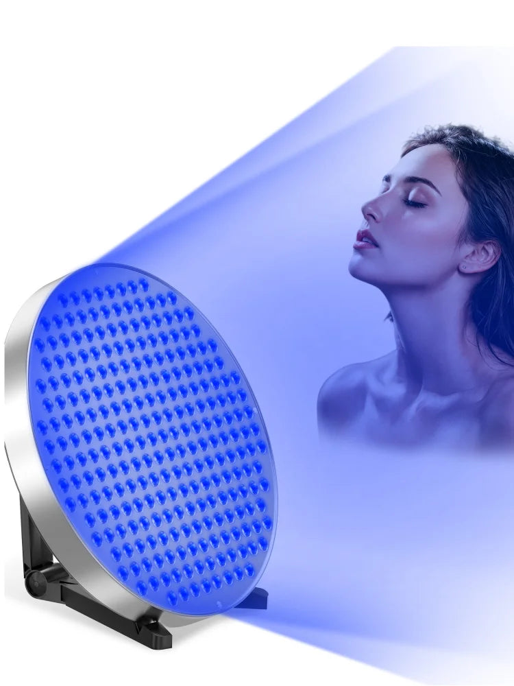 Lámpara Solarium de bronceado de 50W para todo el cuerpo, 250 Uds., luz azul, lámpara de bronceado UV redonda de 460nm, soporte ajustable plegable y ganchos para colgar