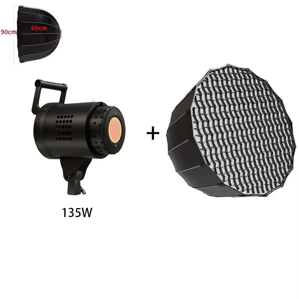 Lámpara LED de estudio para fotografía de 135 W, con sistema Bowens, para iluminación de video, con luz natural equilibrada, flash para retratos, accesorios de estudio, 3000-6000 K, 3 colores.