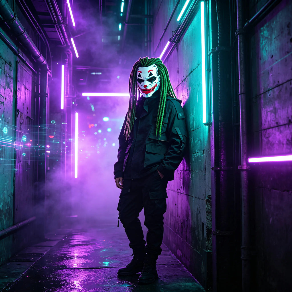 Máscaras de payaso de estilo cyberpunk con trenzas, disfraz de payaso para cosplay, accesorios para fiestas, regalos y juguetes para adultos, ideales para Halloween y juegos de rol de anime.