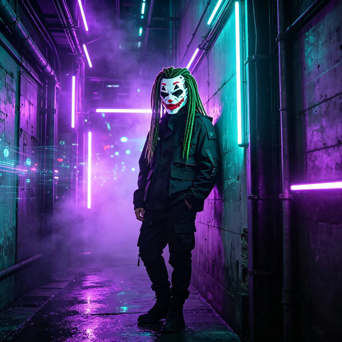 Máscaras de payaso de estilo cyberpunk con trenzas, disfraz de payaso para cosplay, accesorios para fiestas, regalos y juguetes para adultos, ideales para Halloween y juegos de rol de anime.