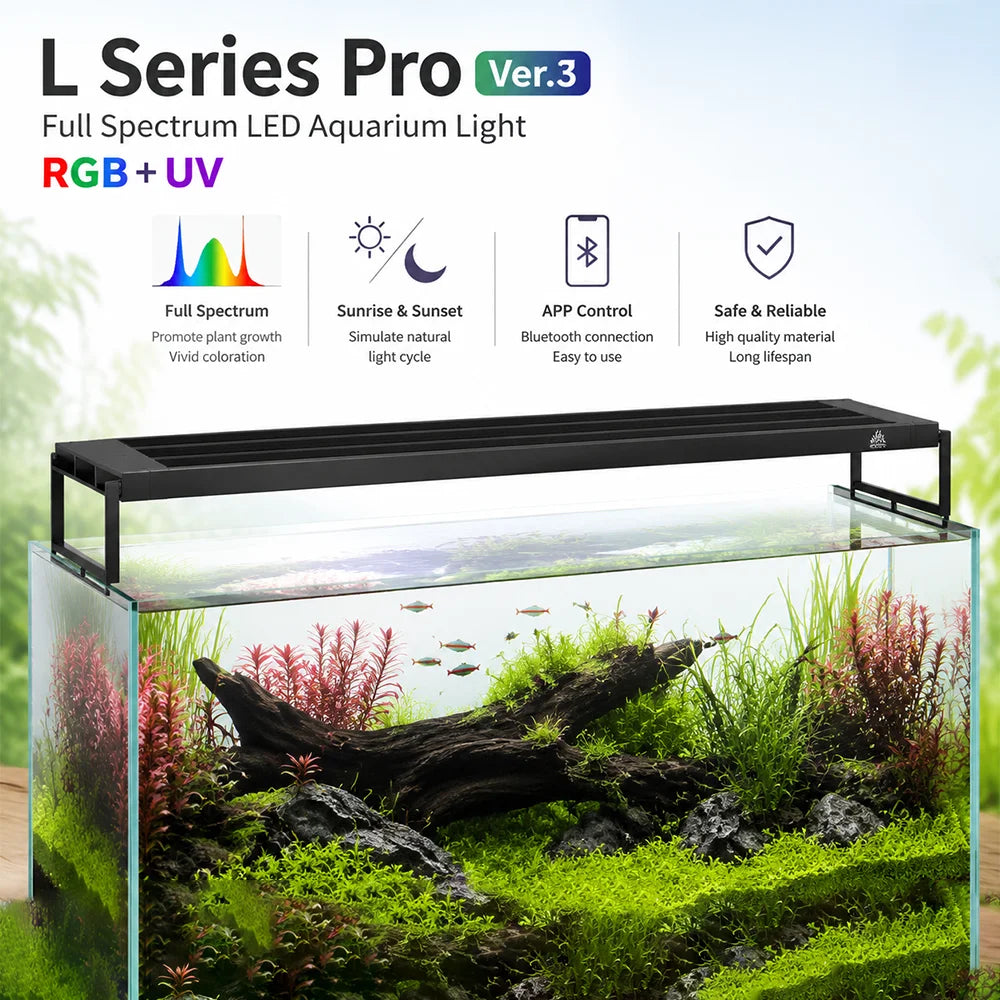 WEEK AQUA L Series V3 RGB+UV Full Spectrum LED Aquarium Light APP Bluetooth Dimmable Planted Tank Aquatic Plant Grow Lamp