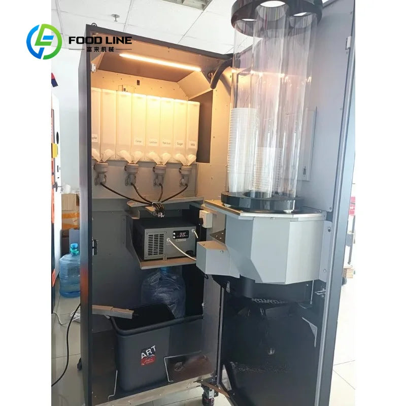 Máquina Expendedora de Batidos de Proteínas, Totalmente Automática, Dispensador Inteligente de Batidos de Proteínas en Polvo 24h con Transacción de Monedas y Efectivo