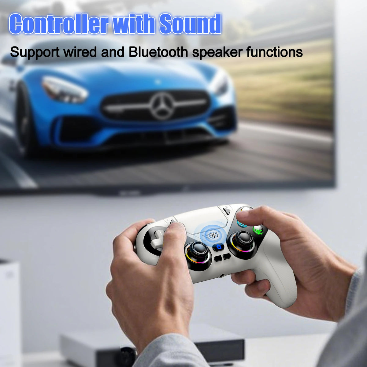 Mando inalámbrico RGB, para consola PlayStation 5/PS5, con funciones de turbo, vibración Dual Sense y programación, mando de juego 3D