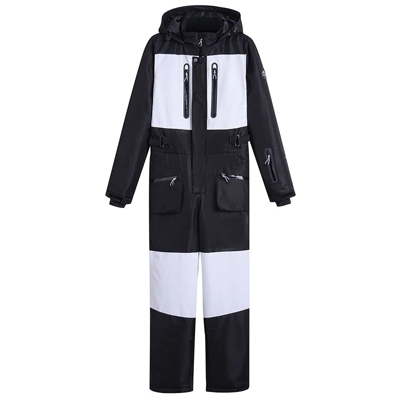 Traje de nieve unisex de una pieza, mono de esquí térmico de invierno para hombres y mujeres, ropa de esquí y snowboard de montaña impermeable a prueba de viento w