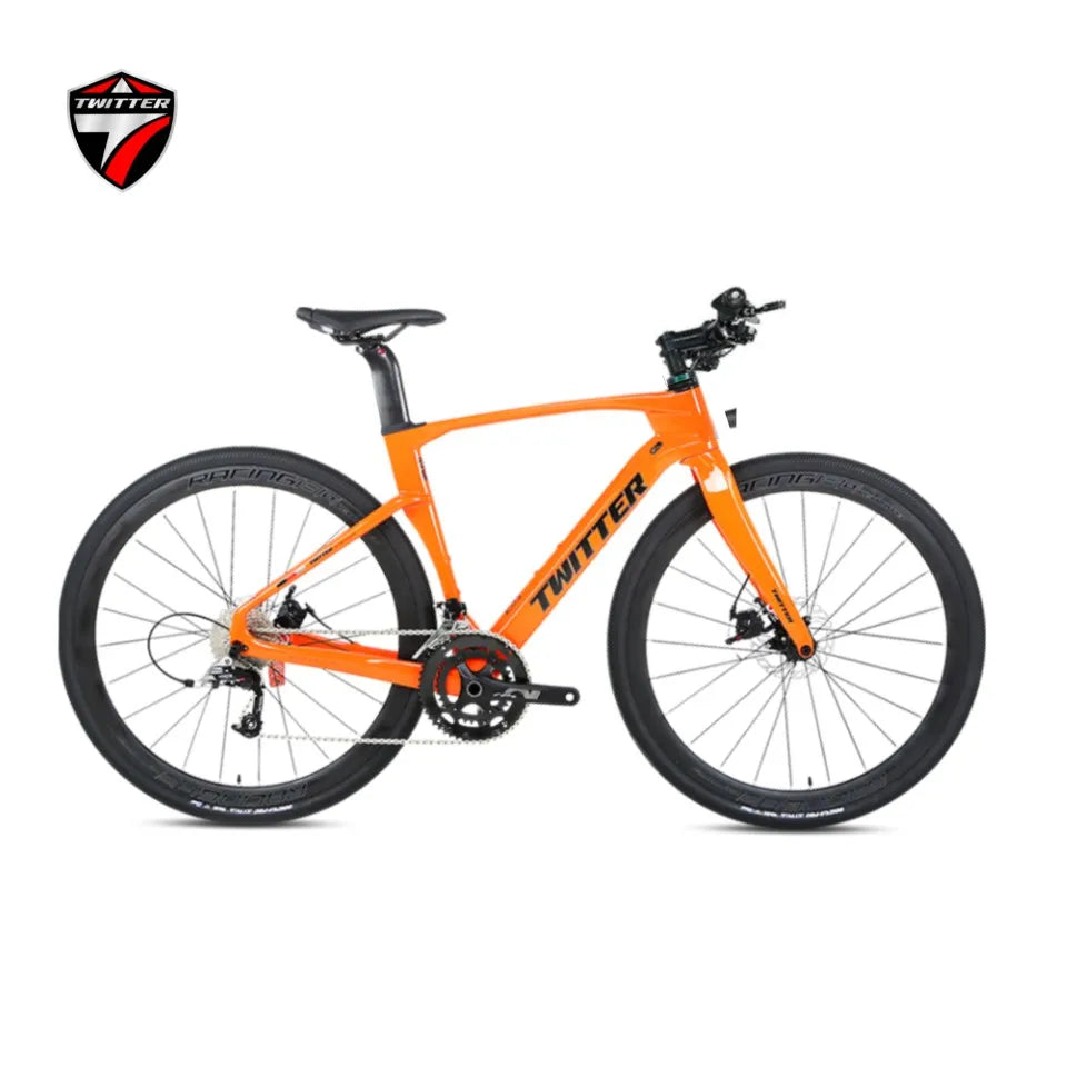 TWITTER V3Pro Transmisión electrónica SENTYEH ES800-13S Bicicleta de gravel de fibra de carbono con manillar plano y freno de disco hidráulico