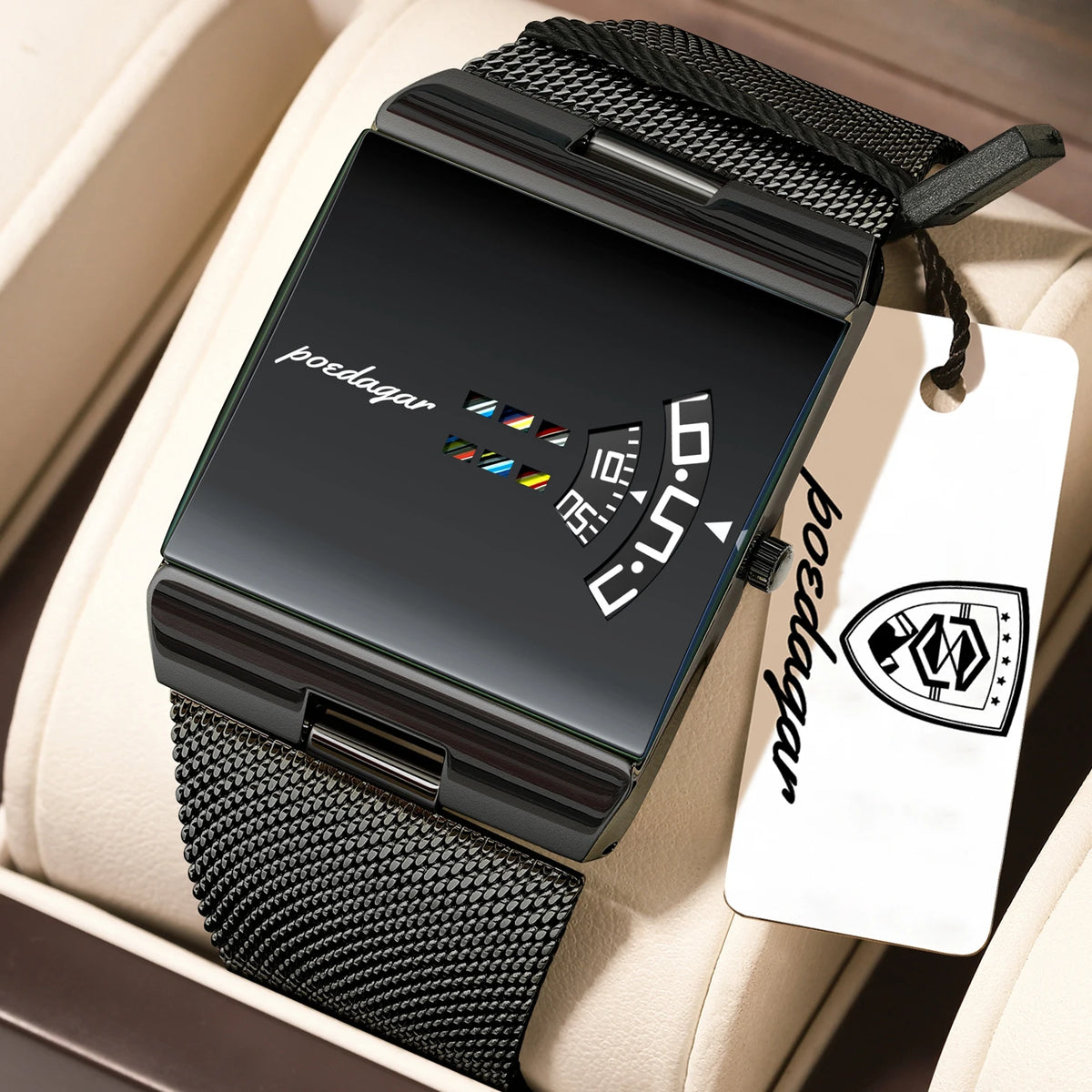 POEDAGAR Top Original High Quality Man Watch Waterproof Watch For Men Casual Mesh Sports Military Men's Quartz Watches Reloj+Box