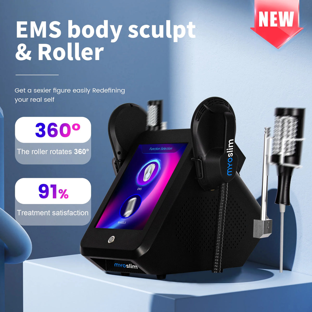 Máquina de Masaje Anticelulítico con Rodillos Internos de Vacío EMS, Rotación de 360 Grados, Pérdida de Peso, Adelgazamiento Corporal, Eliminación de Grasa