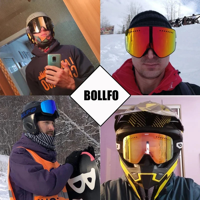 Gafas de esquí para esquiar, gafas magnéticas de doble lente para montañismo, gafas de esquí antiniebla UV400, máscara para moto de nieve para hombres y mujeres