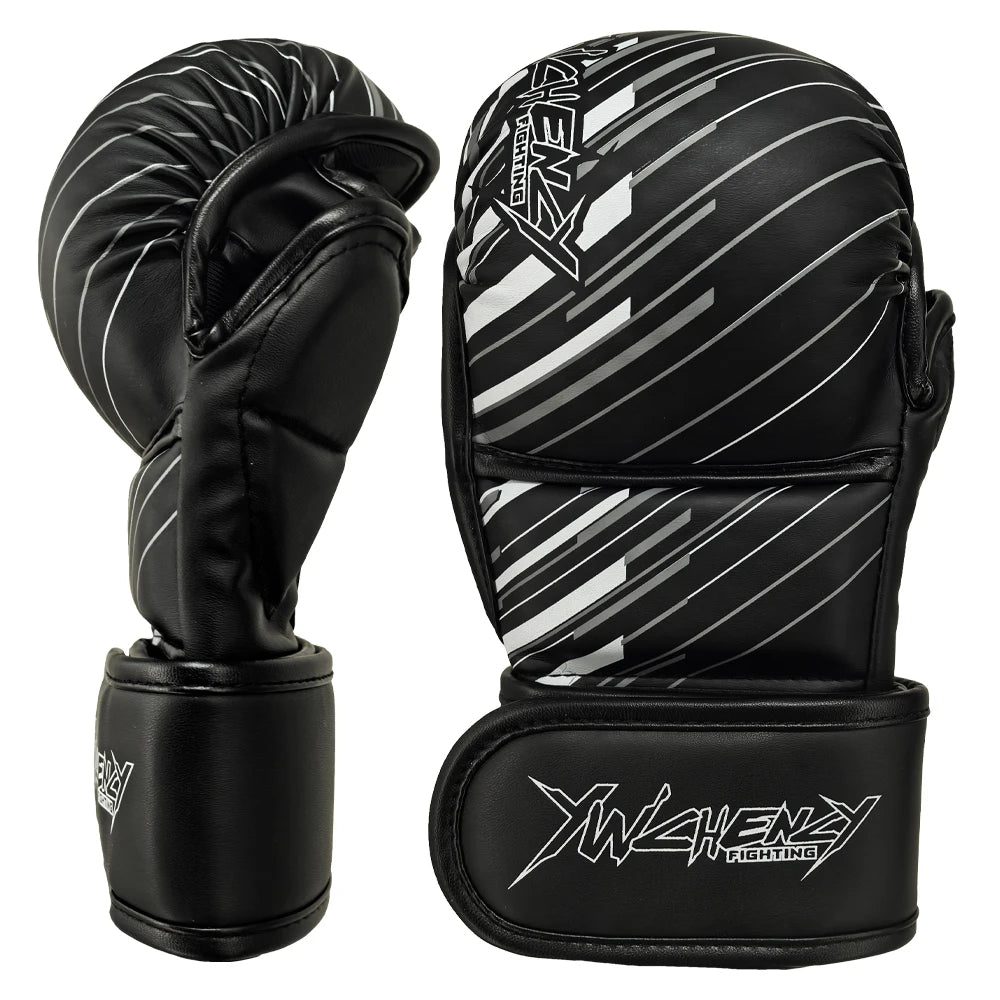 Guantes de entrenamiento de boxeo MMA para adultos profesionales, cojín de cuero de medio dedo, nudillos Sanda para saco de arena