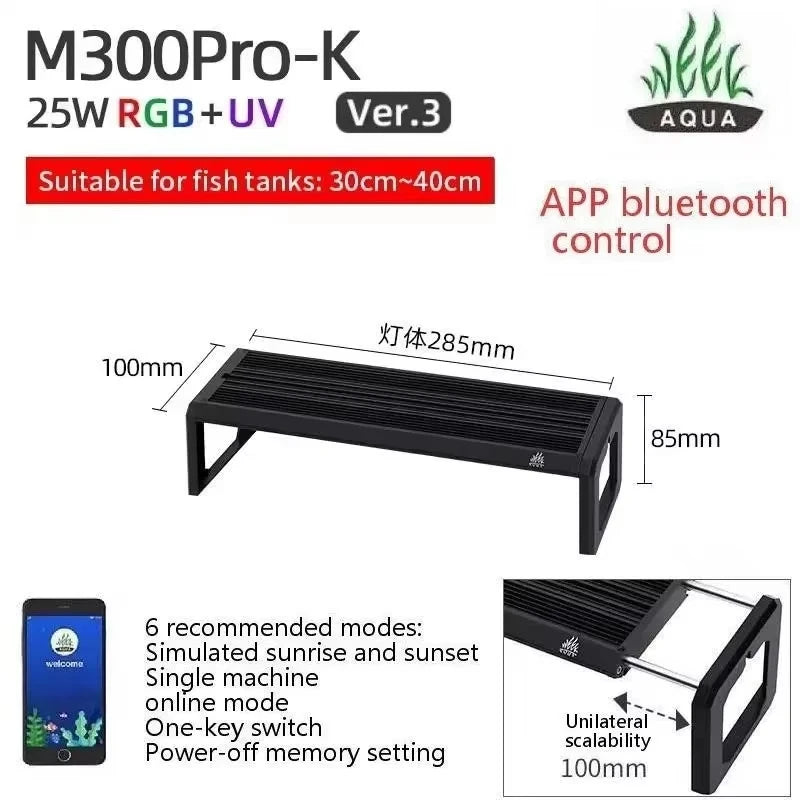 WEEK AQUA M Series V3 and Extendable Bracket RGB+UV Full Spectrum LED Plant Lamp APP Control Planted Tank Fish Tank Lighting