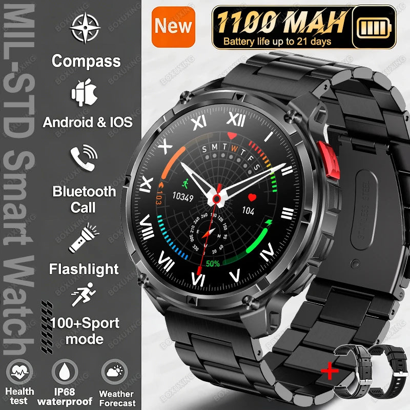 2026 Nuevo T-Rex 3 Ultra Reloj Inteligente 1100mAh, 5ATM Resistente al Agua, Deportes al Aire Libre, GPS, Monitor de Frecuencia Cardíaca, Brújula, Llamadas Bluetooth, Smartwatch