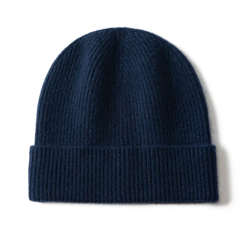 MERRILAMB Gorro de Cachemira Natural para hombre, gorro de punto informal suave y cálido para invierno, gorros acanalados de Color sólido para otoño
