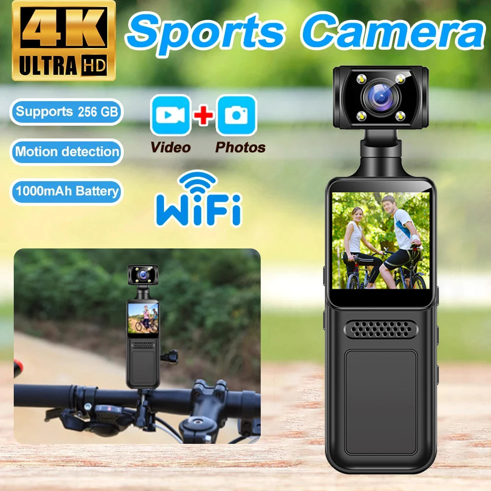Mini cámara WiFi 4K HD grabadora de vídeo Digital portátil pequeña cámara corporal visión nocturna bicicleta deportiva videocámara DV cámara en miniatura portátil