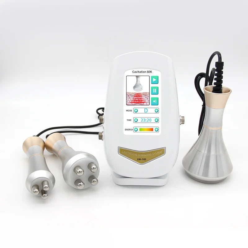 Equipo de Belleza 3 en 1 con Radiofrecuencia, Cavitación y Ultrasonido para Masajes de Relajación, Rejuvenecimiento y Moldeamiento de la Piel