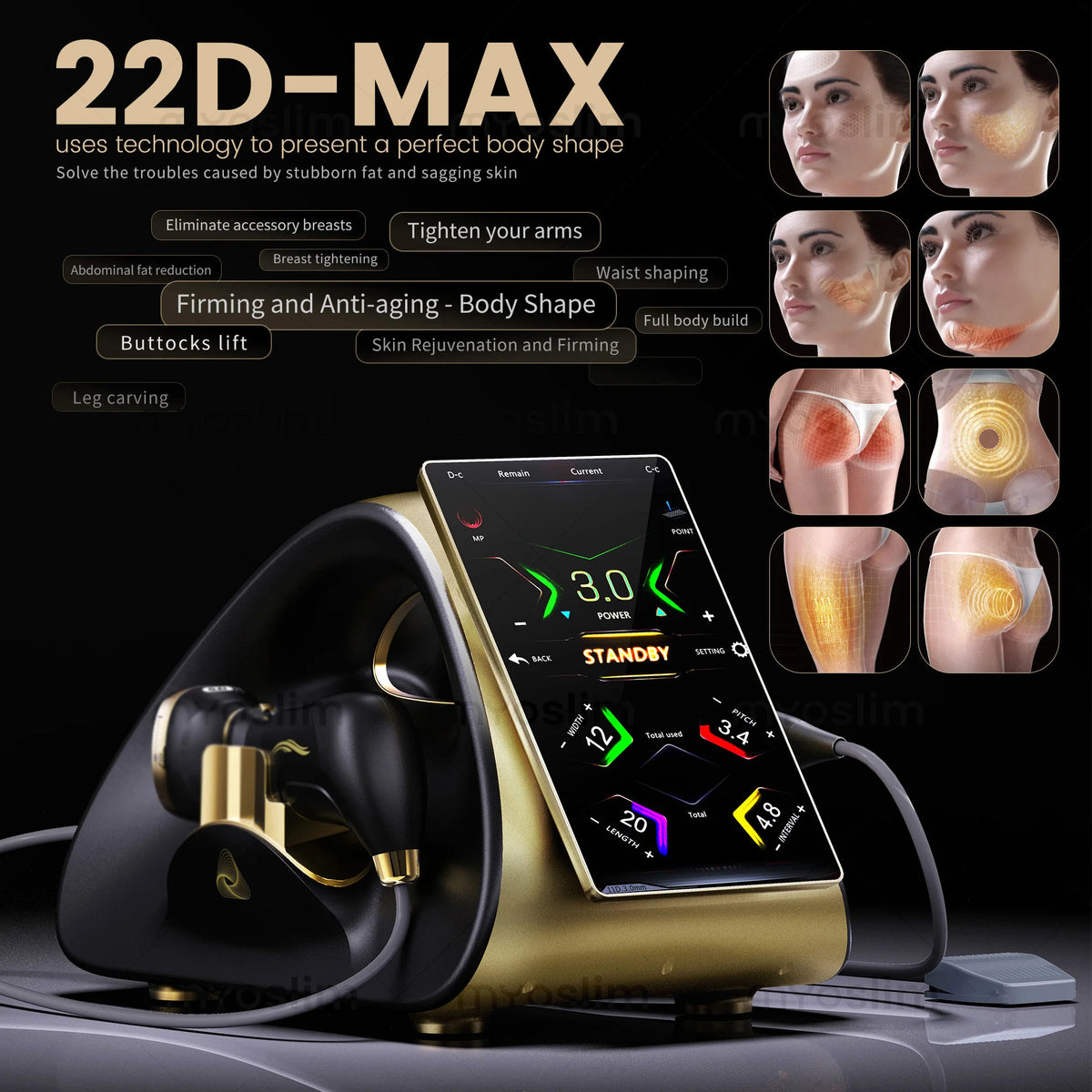 Equipo de belleza profesional 22D MAX HIFU para tensado facial, adelgazamiento y reducción de grasa, último modelo.