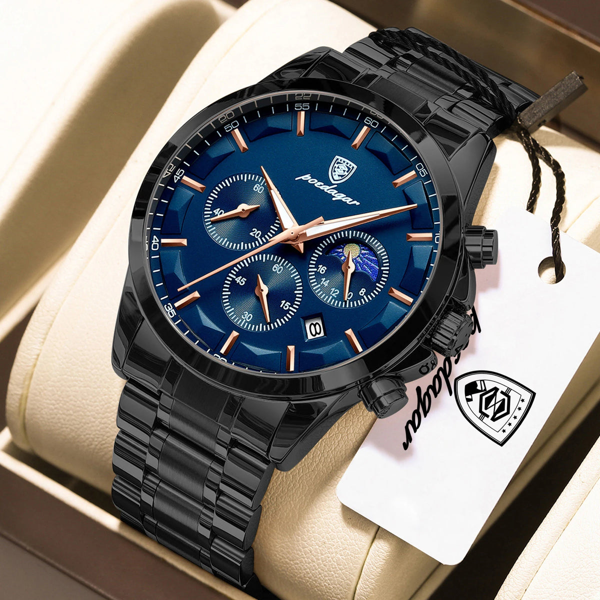 POEDAGAR Top Sports Male Wristwatch Waterproof Luminous Chronograph Date Men Watch Stainless Steel Military Men's Quartz Watches