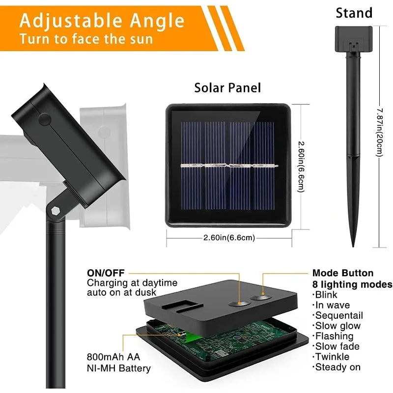 1/2 unidades de guirnalda de luces solares de 100 LED, impermeables, con 8 modos de iluminación, para decoración de patios, jardines, árboles, fiestas, Navidad y Halloween