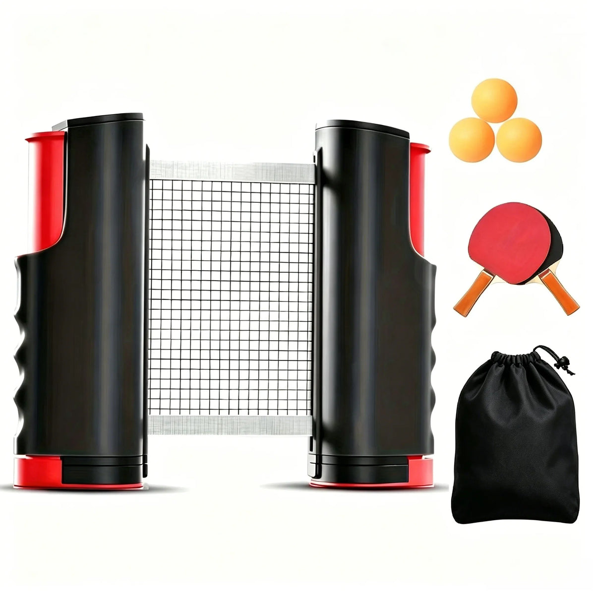Juego de Red de Tenis de Mesa Extensible, Set de Entrenamiento Portátil para Tenis de Mesa, Incluye Red Extensible, 2 Raquetas, 3 Pelotas y Accesorios Deportivos