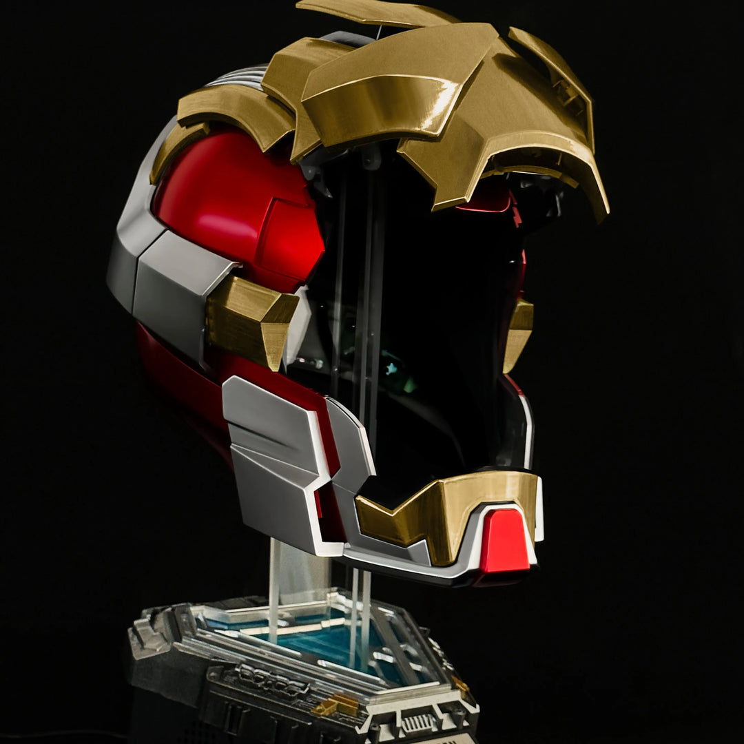 Nuevo Casco Iron Man Mk17 con Control por Voz, Portátil, Transformable, Control en Inglés, Altavoz Bluetooth Jarvis con Efecto de Pulverización