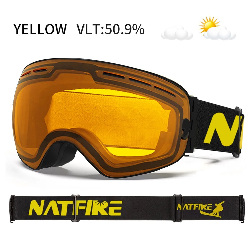 Gafas de esquí para deportes al aire libre, protección UV400, máscara de esquí para hombre y mujer, antiniebla, cara grande, gafas de nieve, gafas de esquí para Snowboard
