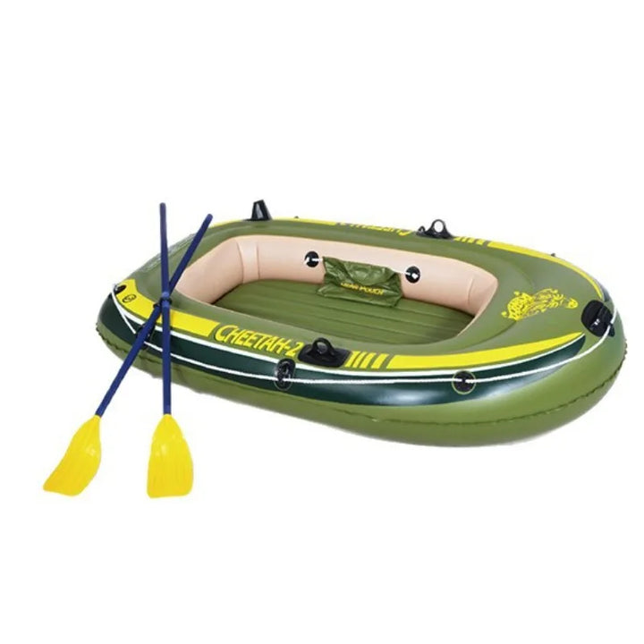 Kayak Inflable Resistente para 2 Personas con Remos de Aluminio y Bomba de Aire, Bote de Pesca de PVC Resistente a Pinchazos para Lago y Río