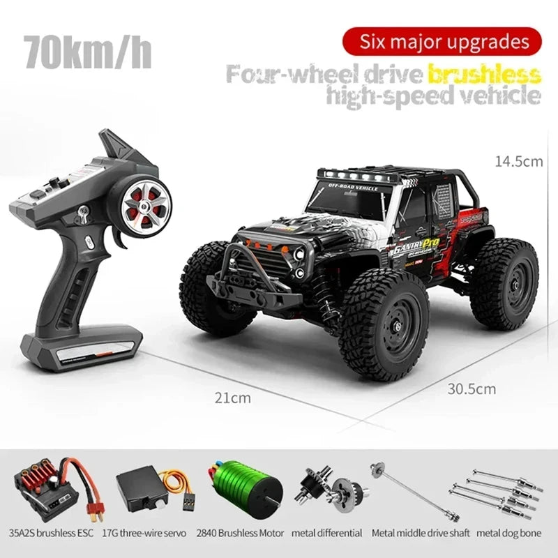 Coche teledirigido de alta velocidad con motor de escobillas 1:16 PRO 75 KM/h, coche todoterreno con tracción a las cuatro ruedas, coches de drift