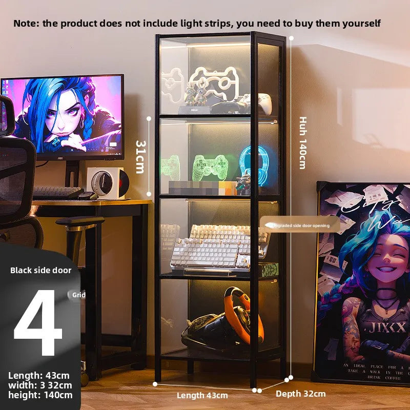 Vitrina de exhibición para el hogar, modelos de juguetes Gundam, productos de e-sports, vitrina de cristal transparente, vitrina para cascos y bloques de construcción.