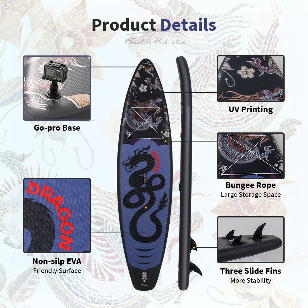 Tabla de Paddle Inflable Ultraligera Funwater, 350*84*15cm, Yoga Acuático para Adultos, Pesca, Surf de Viaje, Tabla de Paddle Antideslizante, Deportes Acuáticos - Paddleboard-FR17U