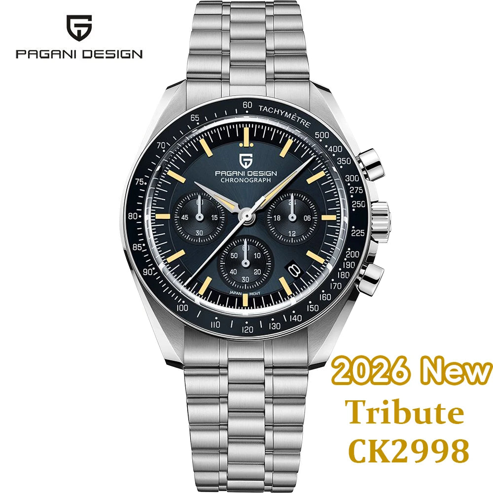 PAGANI DESIGN 2026 Nuevos Relojes de Hombre Reloj de Cuarzo de Lujo Superior para Hombres Cronógrafo de Velocidad con Fecha Automática Reloj de Pulsera con Espejo de Zafiro AR