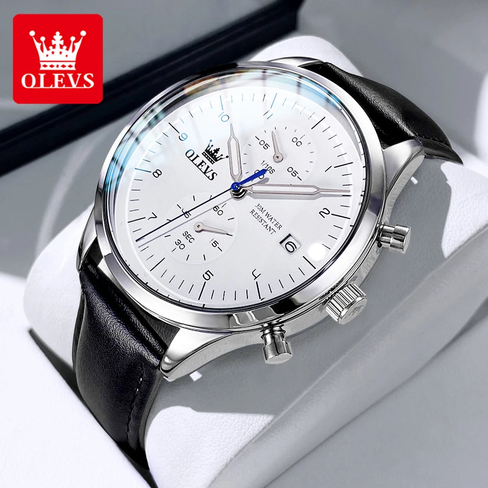 Reloj OLEVS 2880 para hombre, reloj de cuarzo multifuncional clásico y original, resistente al agua, con fecha luminosa, en caja de regalo