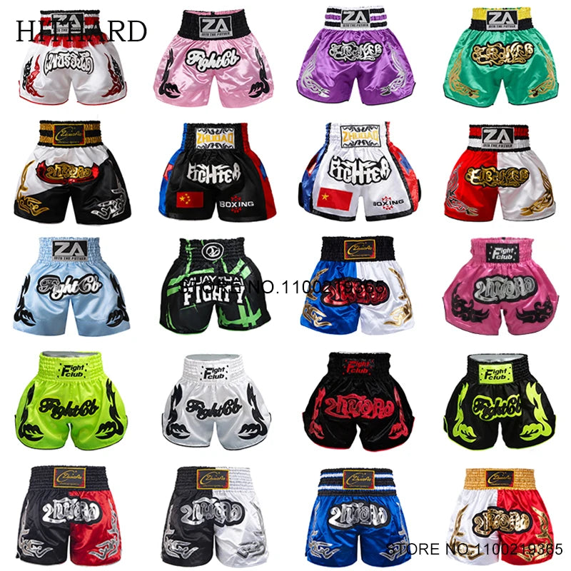 Pantalones cortos Muay Thai 2025, nuevos pantalones cortos de Kick Boxing para hombres, mujeres y niños, artes marciales Retro Thaiboxing Kickboxing Cage, pantalones de entrenamiento de lucha