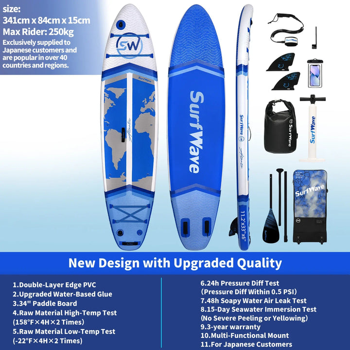Tabla de Paddle Inflable Ultraligera Rayocon 340*84*15cm, Material de PVC, Tabla de Paddle Inflable para Deportes Acuáticos, Yoga, Pesca, Viajes, Surf, Tabla de Paddle Antideslizante