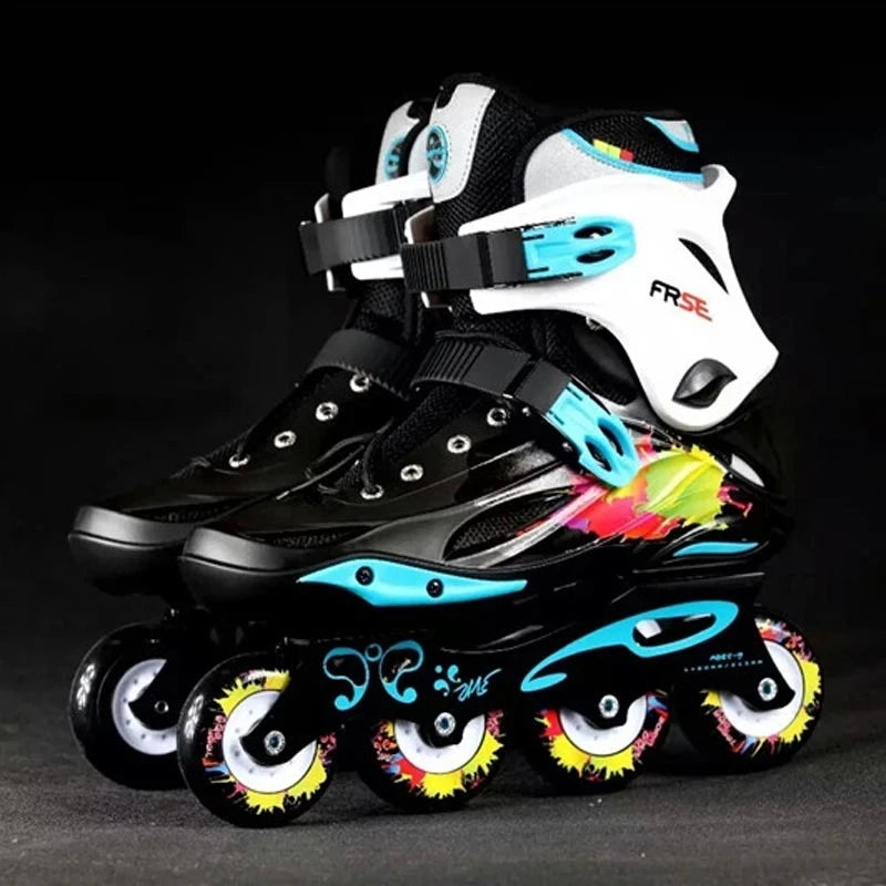 Patines en línea originales de PU para adultos y niños, 4 ruedas, Patines de marco plano para Slalom, deslizamiento, FSK, patinaje de carretera