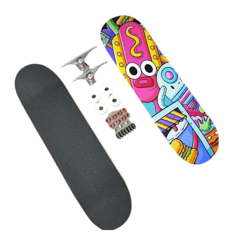 Patineta Maple de Doble Kick con 4 Ruedas, Ejes de Aleación de Aluminio, Ruedas de PU, para Adultos y Principiantes, Carga Máxima 150 kg, Patineta Urbana