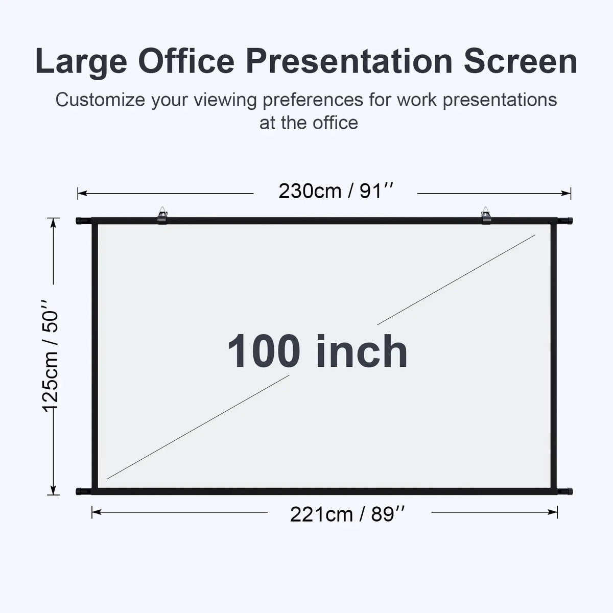 Pantalla de proyector XIAOHUI de 100"; medidas 221×125 cm, relación 16:9