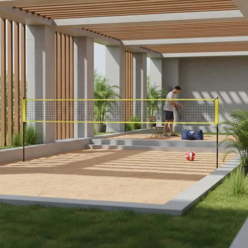 Juego de red de voleibol ajustable en altura, red de voleibol portátil para playa, red de voleibol para exteriores, red de voleibol plegable con pelota de voleibol y bolsa de transporte, para jardín, playa, césped, etc.
