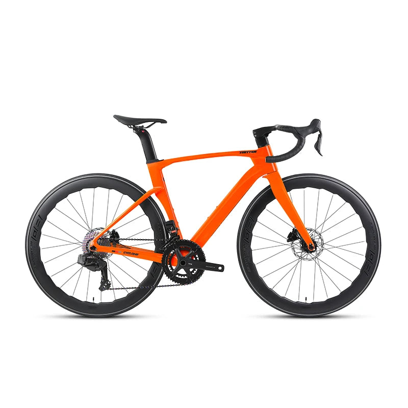 Bicicleta de carretera TWITTER CYCLONEpro SHIMANO R8020-22S, cableado interno, fibra de carbono T800, frenos de disco hidráulicos.