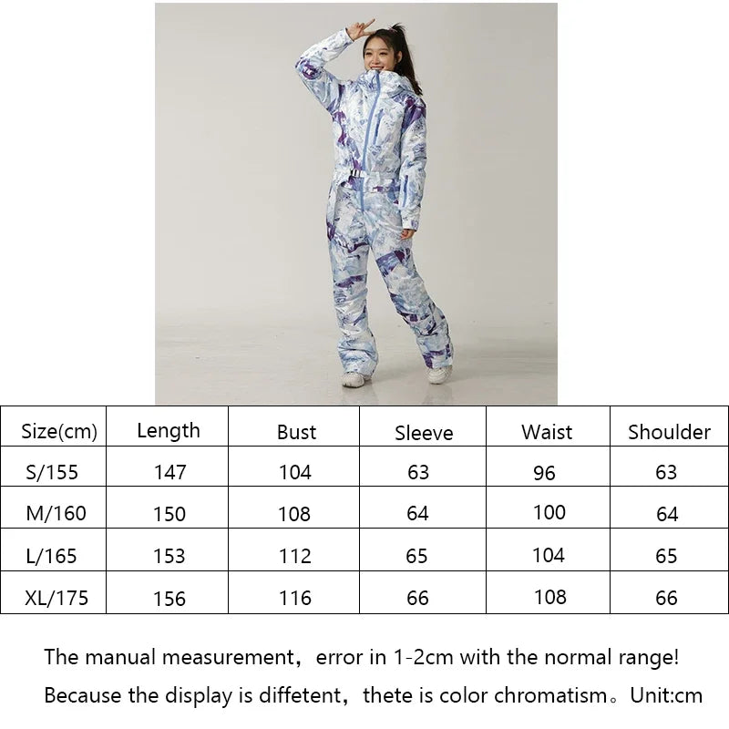 Conjunto de esquí de una pieza para mujer, Mono de esquí para deportes al aire libre, chaqueta de Snowboard, mono cálido, ropa impermeable, monos con capucha