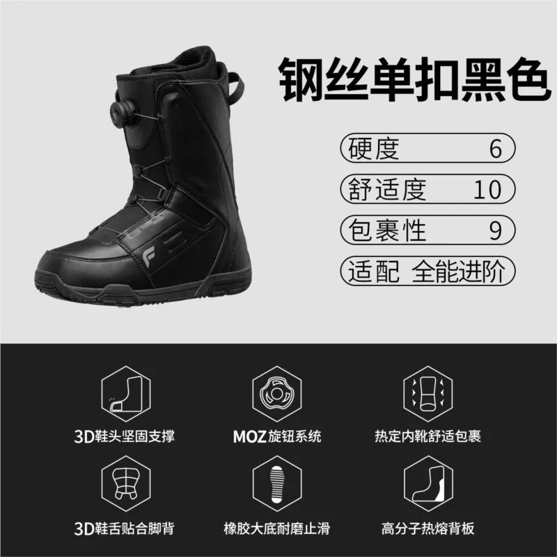 Botas de Snowboard de Calzado Rápido para Mujer y Hombre, Botas de Esquí con Doble Hebilla Grabada, Equipo de Snowboard