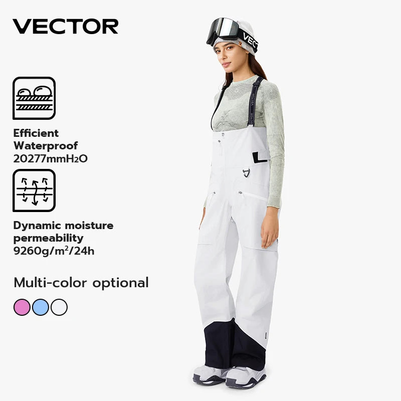 Pantalones de Esquí VECTOR 3L Gruesos para Hombre y Mujer, Overol Recto, Mono con Peto, Impermeable, Cálido para Invierno, Cortavientos, para Deportes al Aire Libre, Snowboard