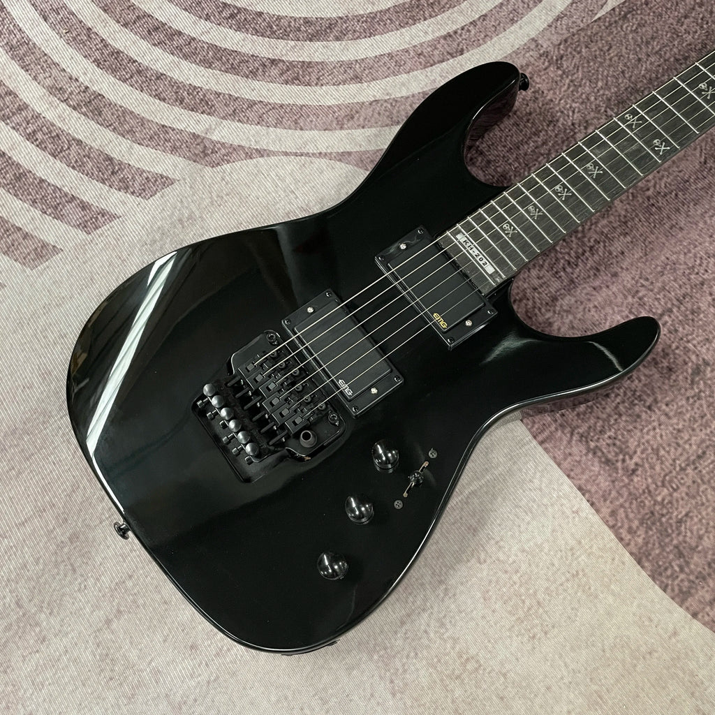 Guitarra Eléctrica Negra KH202 de 24 Trastes, Pastilla Pasiva, Personalizada de 6 Cuerdas con Floyd, Envío Rápido