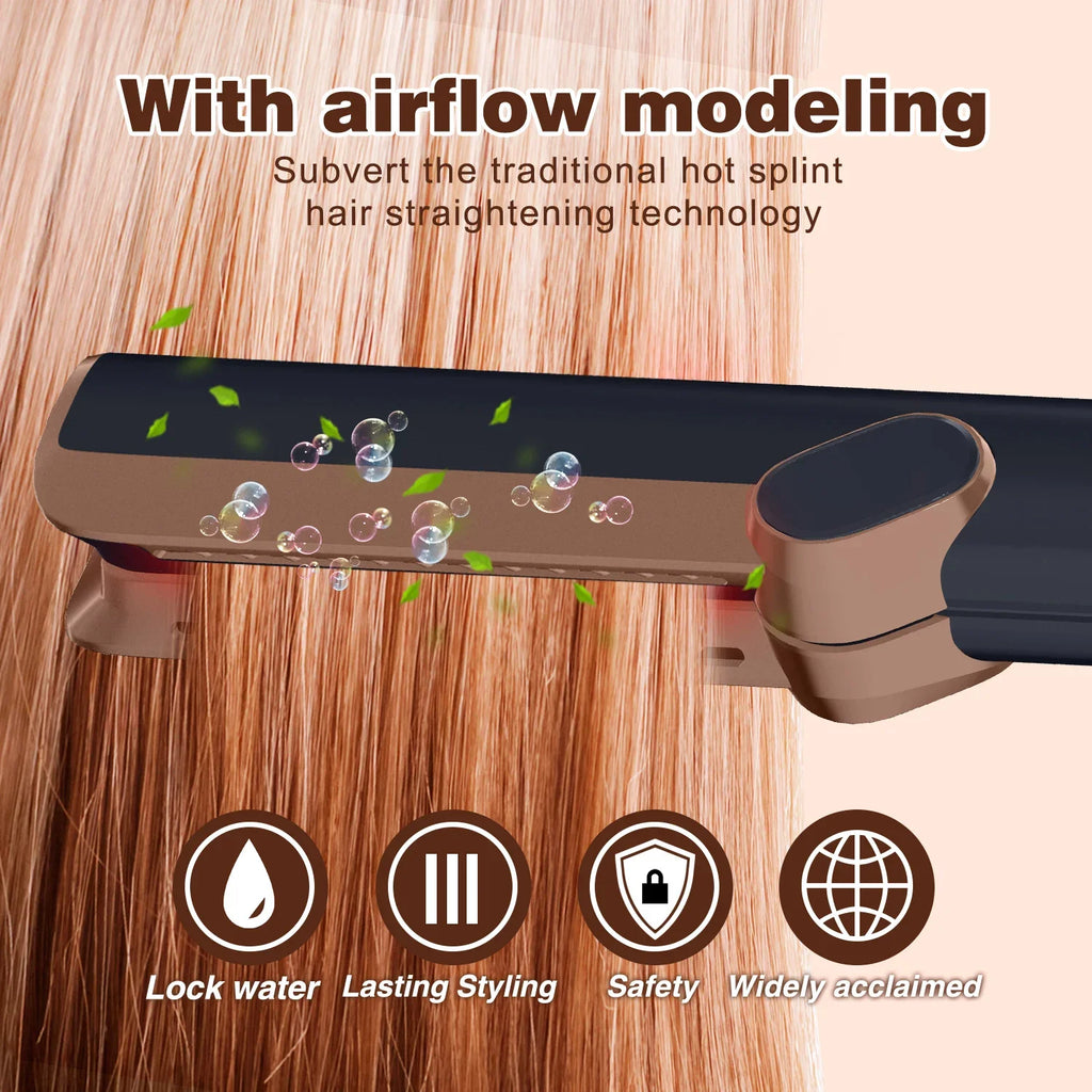 Plancha de pelo y secador profesional 2 en 1, plancha plana de calentamiento, soplador de flujo de aire recto de doble propósito
