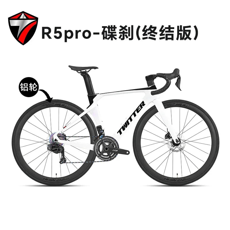 Bicicleta de carretera de fibra de carbono TWITTER R5PRO T800, transmisión electrónica EDS-TX7100-24S, freno de disco hidráulico, 700*25C