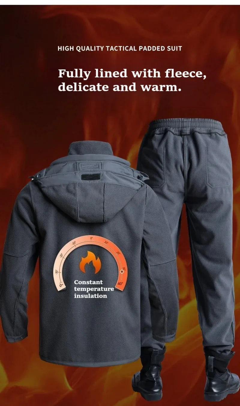 Conjunto de Dos Piezas Unisex para Otoño e Invierno, Forrado de Forro Polar, Impermeable, Cortavientos, para Esquí, Snowboard, Escalada, Ropa de Trabajo, Conjunto Cálido
