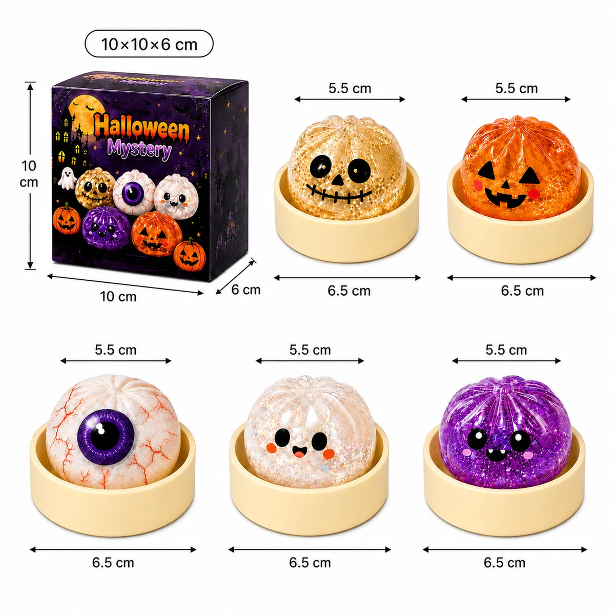 Juguete Antiestrés de 5.5cm/8.5cm con Forma de Fantasma de Halloween, Squishy de Presión de Ascenso Lento para Niños y Adultos, Regalo Antiansiedad